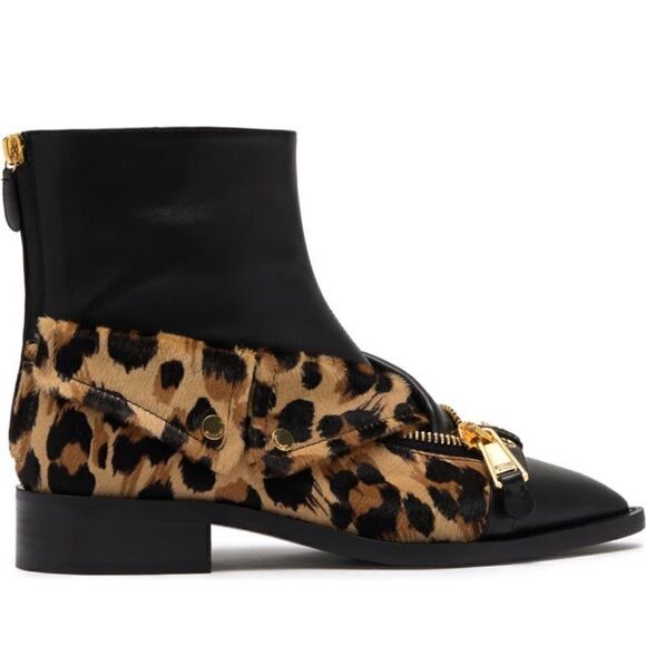 Moschino leopard print pointed toe soft top grain leather boot size EU 37 - Picture 3 of 16